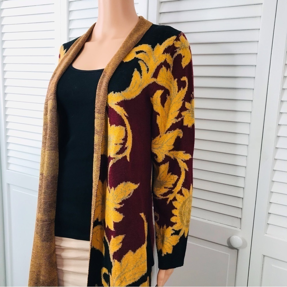 New VERTIGO Black Open Front Long Cardigan Sweater Size Medium - Picture 3 of 11